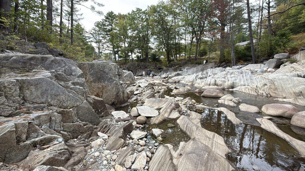 Rock walls at Coos Canyon in Byron, Maine.