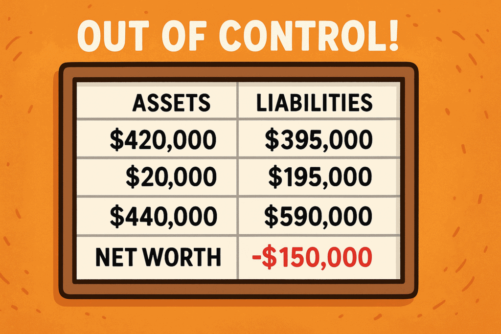 A simple illustrated balance sheet for the Mainer Montanan blog.