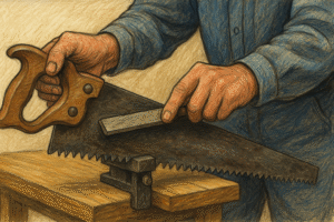 Sharpening the Saw | A illustration of a saw being sharpened