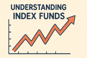 Stock line chart for a post about index funds.