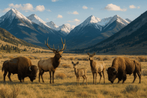 bison, elk & deer in Montana