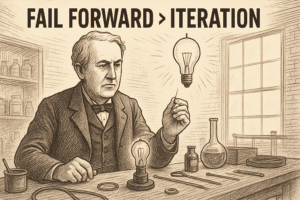 Thomas Edison Inventing the Light Bulb. Fail Forward and Iteration.