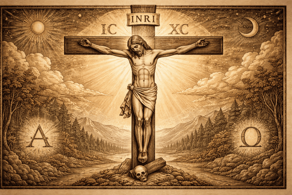 The Crucifixion in Sepia Tones