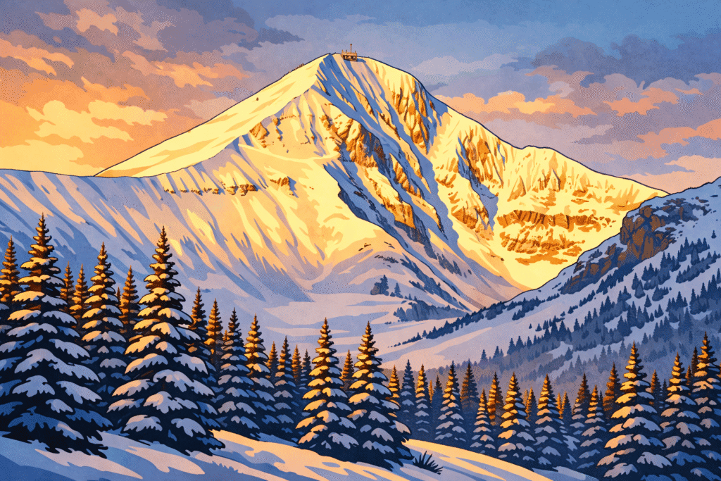 An illustration of Lone Mountain for the Mainer Montanan blog.